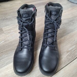Black and Gray Lace Up Ugg Boots